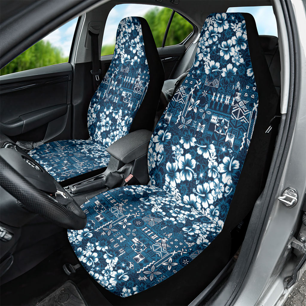 Blue Hawaiian Tapa Tribal Hibiscus Car Seat Cover