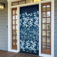 Blue Hawaiian Tapa Tribal Hibiscus Door Cover