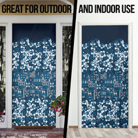 Blue Hawaiian Tapa Tribal Hibiscus Door Cover