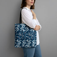 Blue Hawaiian Tapa Tribal Hibiscus Tote Bag