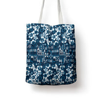 Blue Hawaiian Tapa Tribal Hibiscus Tote Bag