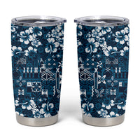Blue Hawaiian Tapa Tribal Hibiscus Tumbler Cup