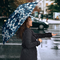 Blue Hawaiian Tapa Tribal Hibiscus Umbrella