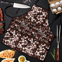 Burgundy Hawaiian Tapa Tribal Hibiscus Apron