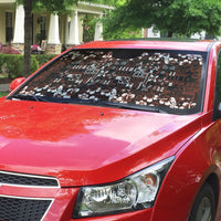 Burgundy Hawaiian Tapa Tribal Hibiscus Auto Sun Shade