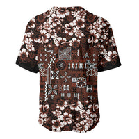 Burgundy Hawaiian Tapa Tribal Hibiscus Baseball Jersey