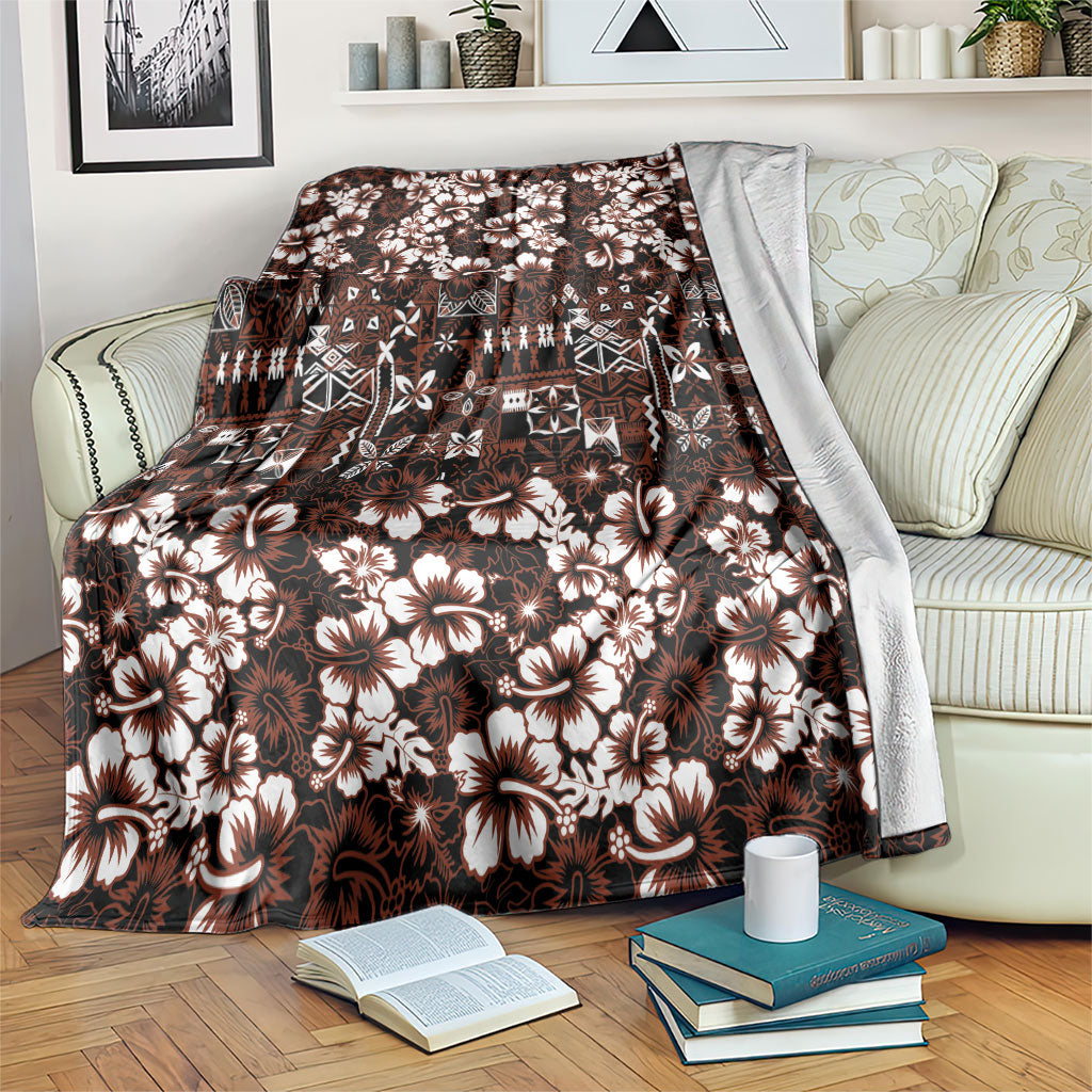 Burgundy Hawaiian Tapa Tribal Hibiscus Blanket LT9 Burgundy - Polynesian Pride