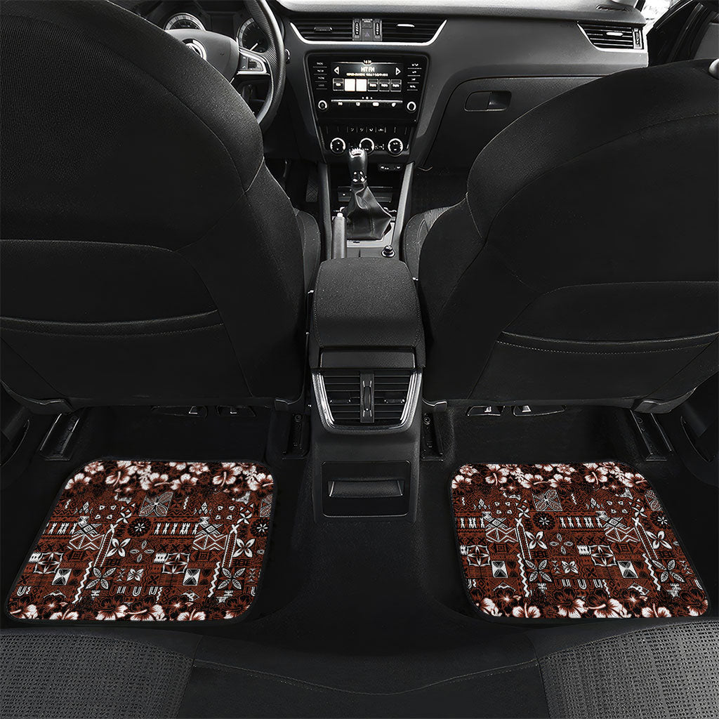 Burgundy Hawaiian Tapa Tribal Hibiscus Car Mats