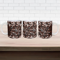 Burgundy Hawaiian Tapa Tribal Hibiscus Ceramic Mug