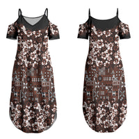 Burgundy Hawaiian Tapa Tribal Hibiscus Couples Matching Summer Maxi Dress and Hawaiian Shirt
