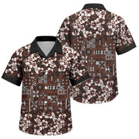 Burgundy Hawaiian Tapa Tribal Hibiscus Family Matching Puletasi and Hawaiian Shirt