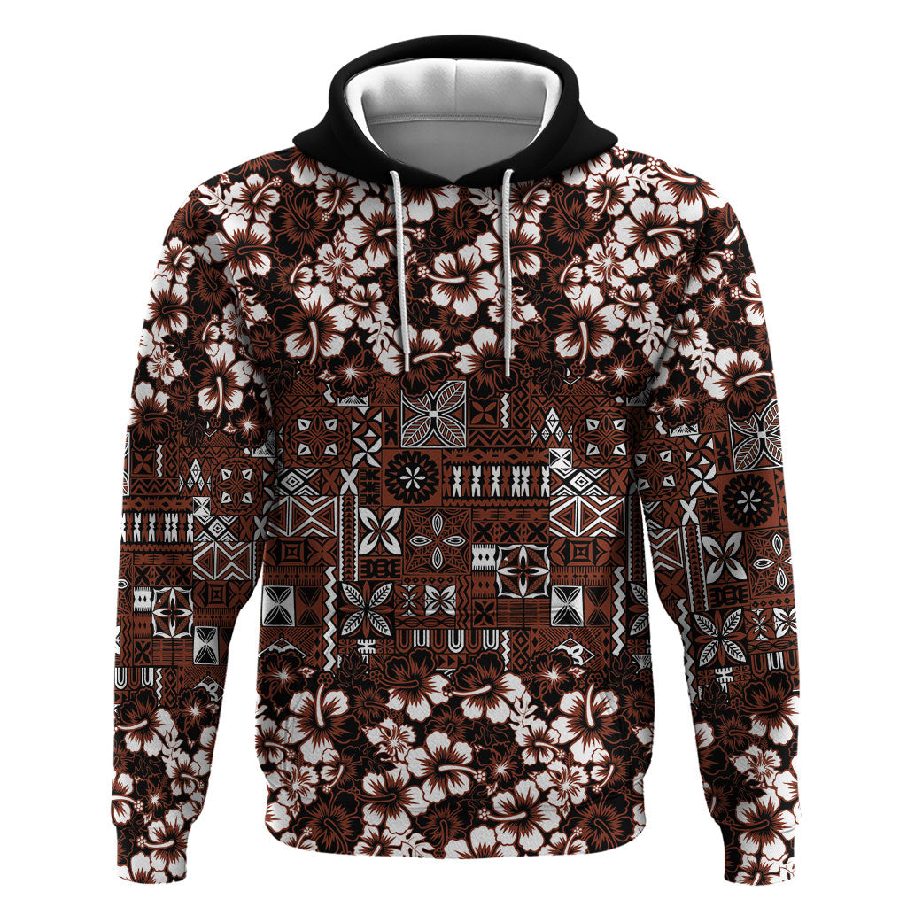 Burgundy Hawaiian Tapa Tribal Hibiscus Hoodie LT9 Pullover Hoodie Burgundy - Polynesian Pride