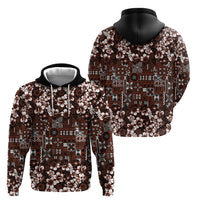 Burgundy Hawaiian Tapa Tribal Hibiscus Hoodie
