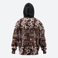 Burgundy Hawaiian Tapa Tribal Hibiscus Hoodie