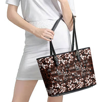 Burgundy Hawaiian Tapa Tribal Hibiscus Leather Tote Bag