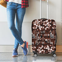Burgundy Hawaiian Tapa Tribal Hibiscus Luggage Cover