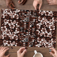Burgundy Hawaiian Tapa Tribal Hibiscus Puzzle