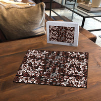 Burgundy Hawaiian Tapa Tribal Hibiscus Puzzle