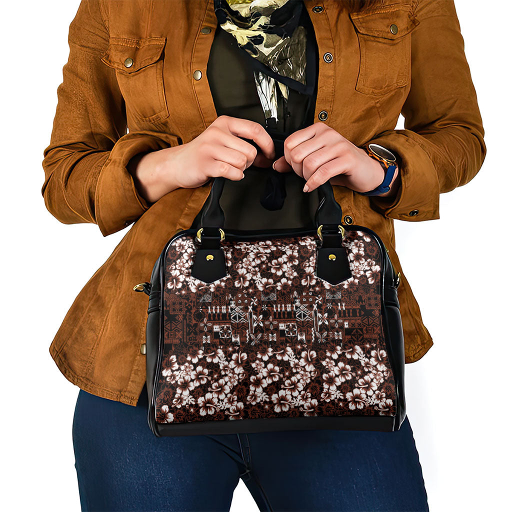 Burgundy Hawaiian Tapa Tribal Hibiscus Shoulder Handbag