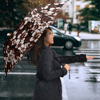 Burgundy Hawaiian Tapa Tribal Hibiscus Umbrella