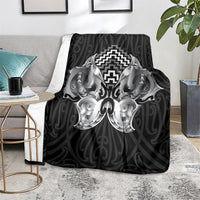 Aotearoa Kowhaiwhai Poutama Black Motif Blanket