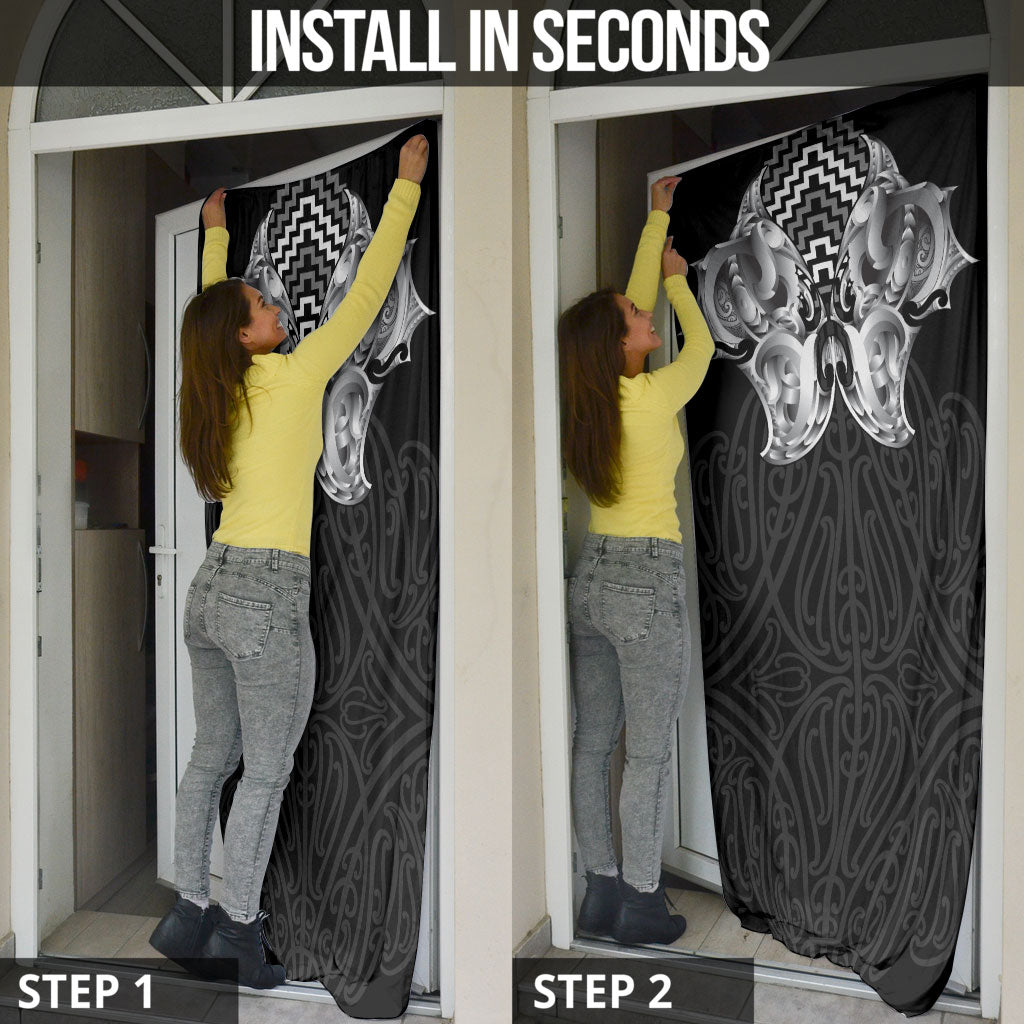 Aotearoa Kowhaiwhai Poutama Black Motif Door Cover