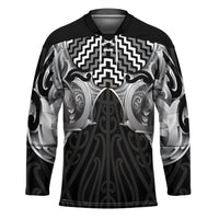 Aotearoa Kowhaiwhai Poutama Black Motif Hockey Jersey LT9 Unisex Black - Polynesian Pride