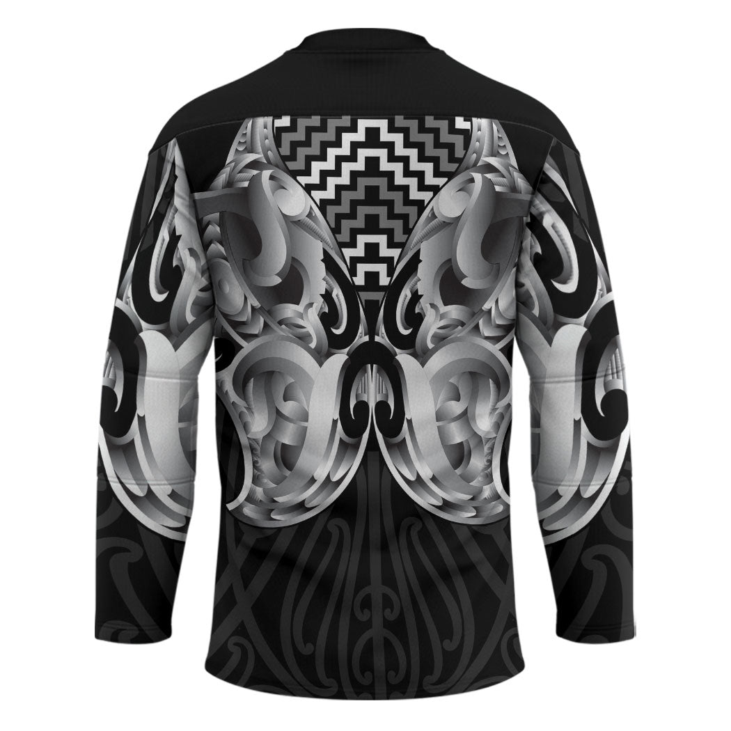 Aotearoa Kowhaiwhai Poutama Black Motif Hockey Jersey LT9 - Polynesian Pride
