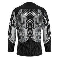 Aotearoa Kowhaiwhai Poutama Black Motif Hockey Jersey LT9 - Polynesian Pride