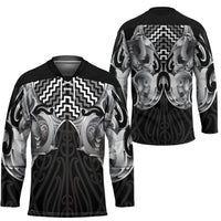 Aotearoa Kowhaiwhai Poutama Black Motif Hockey Jersey LT9 - Polynesian Pride