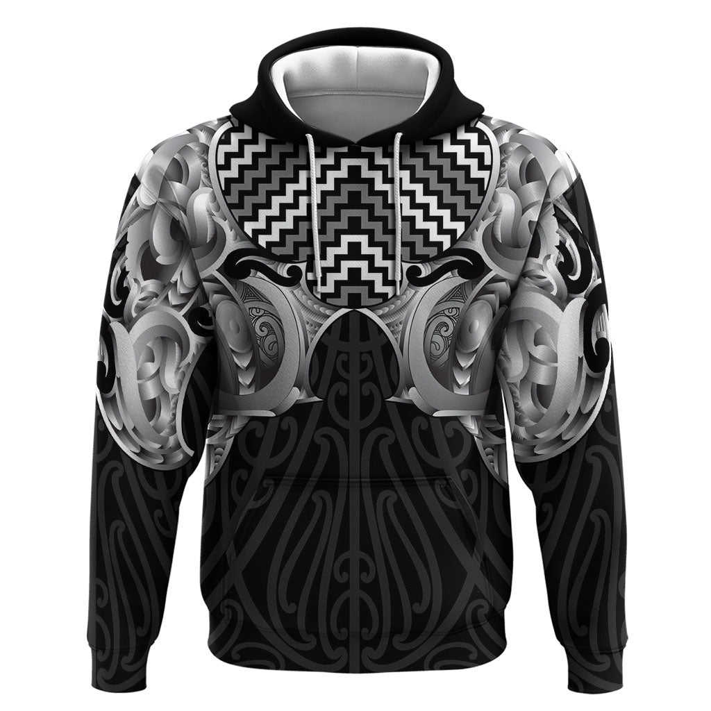Aotearoa Kowhaiwhai Poutama Black Motif Hoodie