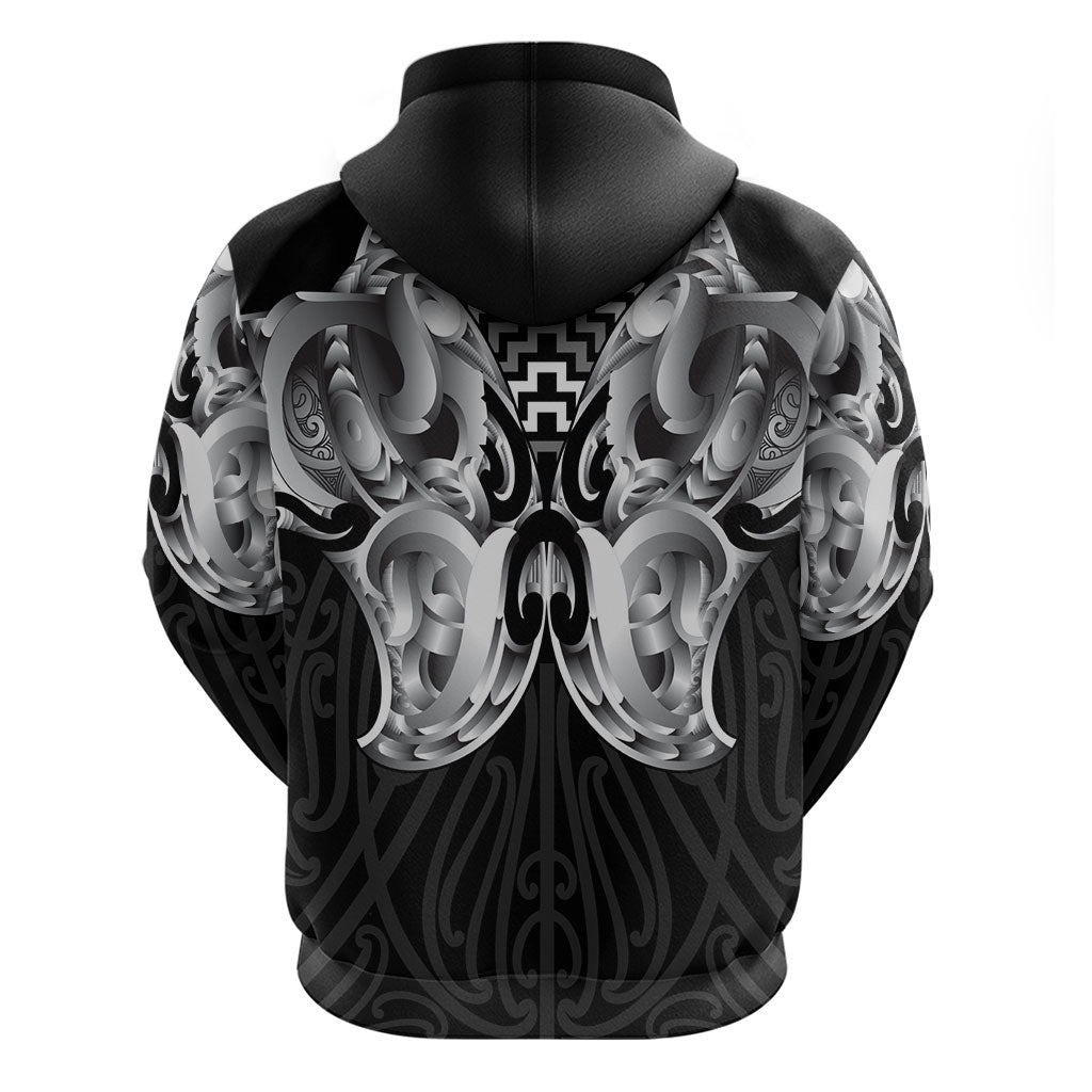Aotearoa Kowhaiwhai Poutama Black Motif Hoodie