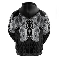 Aotearoa Kowhaiwhai Poutama Black Motif Hoodie