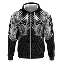Aotearoa Kowhaiwhai Poutama Black Motif Hoodie