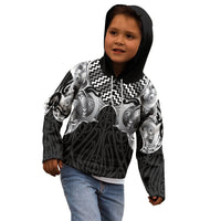 Aotearoa Kowhaiwhai Poutama Black Motif Kid Hoodie LT9 - Polynesian Pride