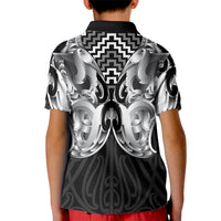 Aotearoa Kowhaiwhai Poutama Black Motif Kid Polo Shirt
