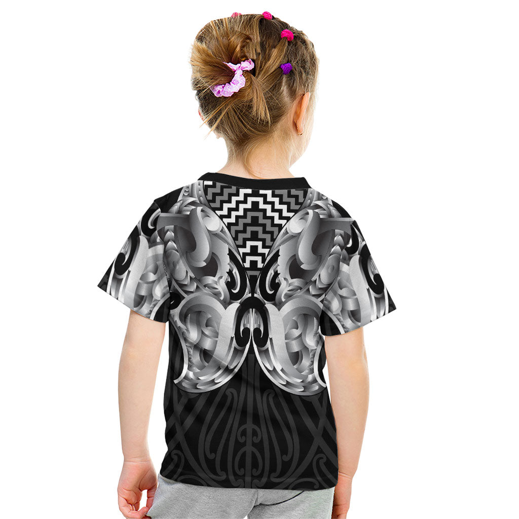 Aotearoa Kowhaiwhai Poutama Black Motif Kid T Shirt LT9 - Polynesian Pride