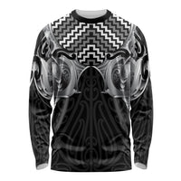 Aotearoa Kowhaiwhai Poutama Black Motif Long Sleeve Shirt
