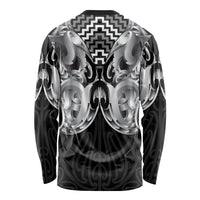 Aotearoa Kowhaiwhai Poutama Black Motif Long Sleeve Shirt