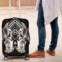 Aotearoa Kowhaiwhai Poutama Black Motif Luggage Cover