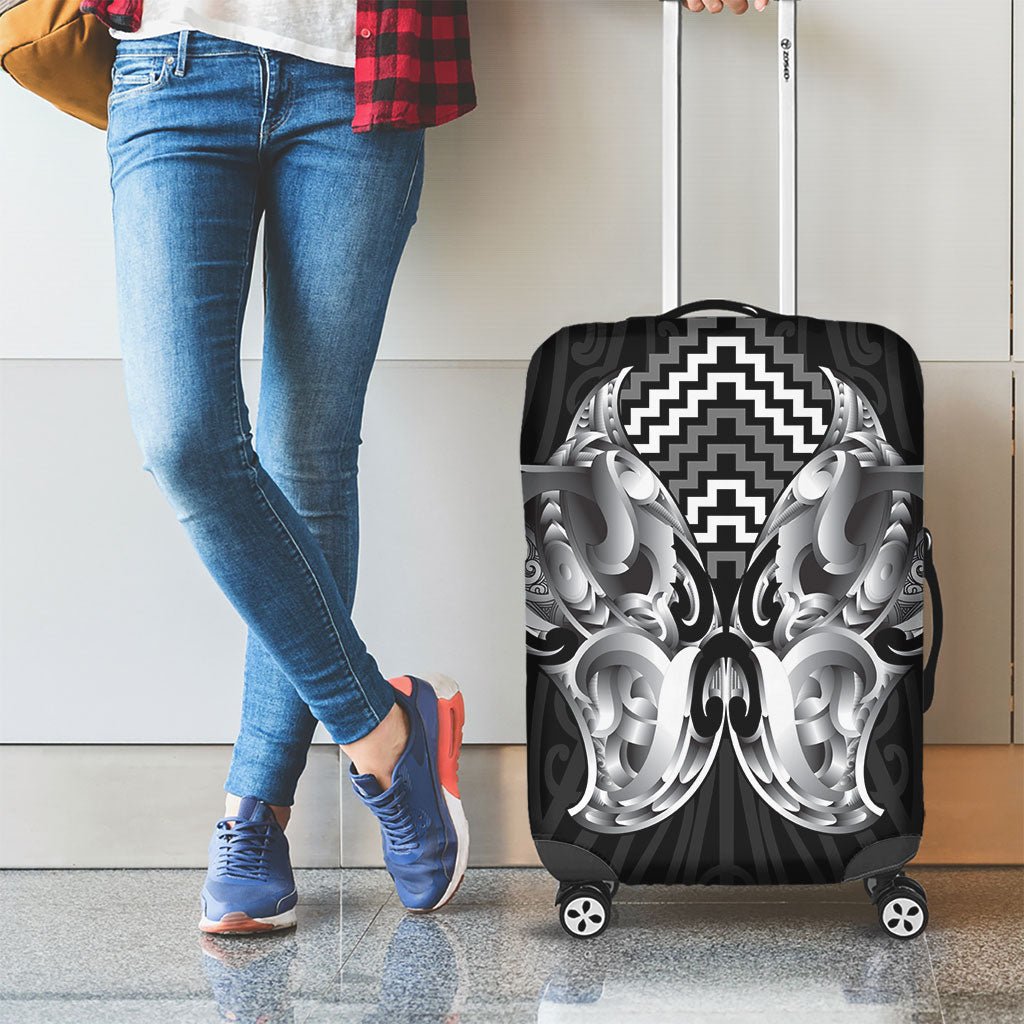 Aotearoa Kowhaiwhai Poutama Black Motif Luggage Cover