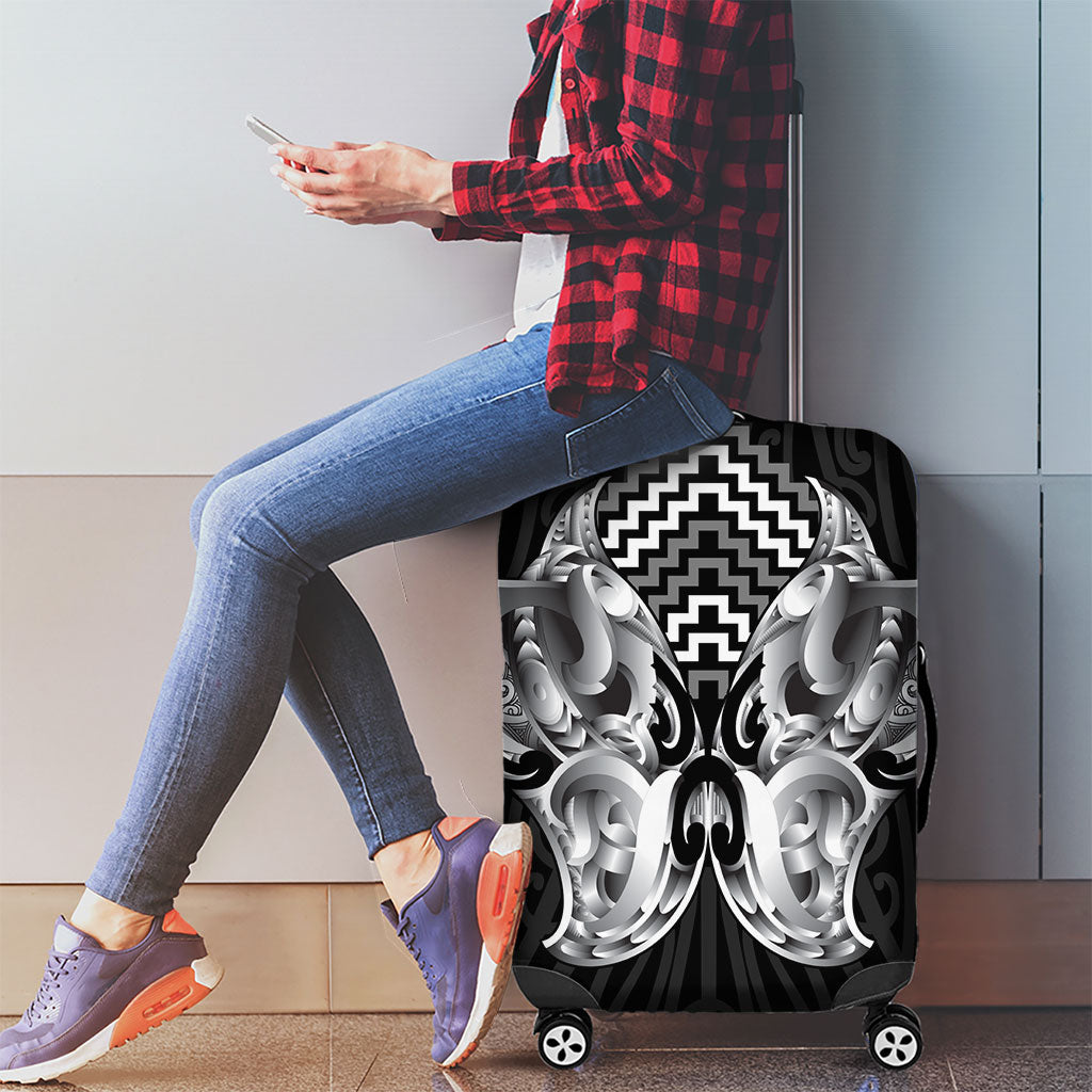 Aotearoa Kowhaiwhai Poutama Black Motif Luggage Cover