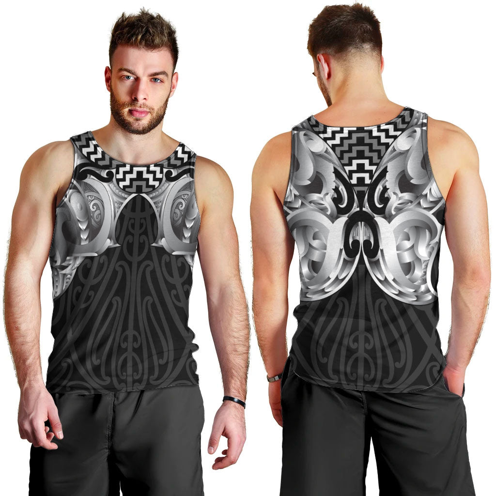 Aotearoa Kowhaiwhai Poutama Black Motif Men Tank Top
