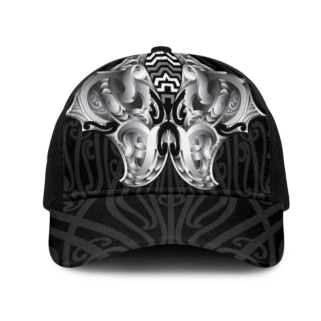Aotearoa Kowhaiwhai Poutama Black Motif Mesh Trucker Cap