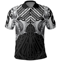 Aotearoa Kowhaiwhai Poutama Black Motif Polo Shirt