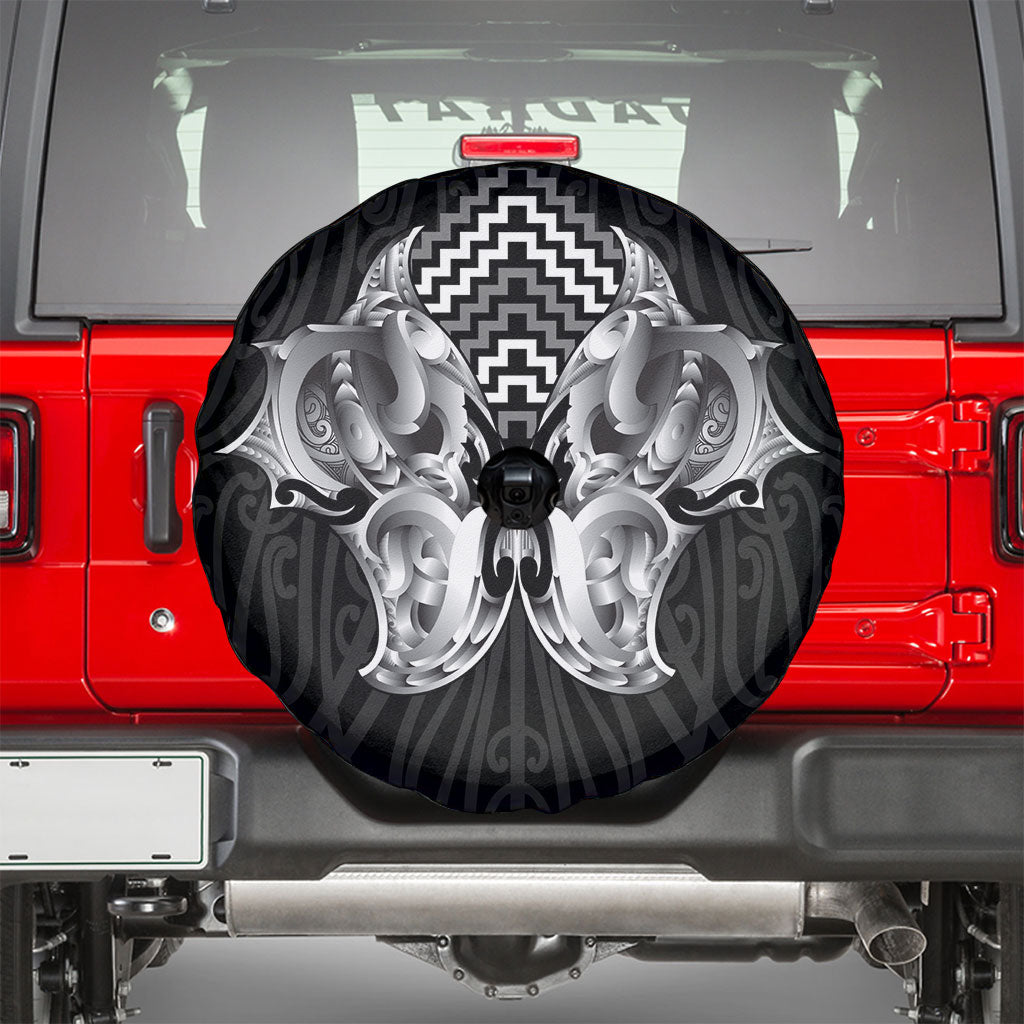 Aotearoa Kowhaiwhai Poutama Black Motif Spare Tire Cover LT9 - Polynesian Pride