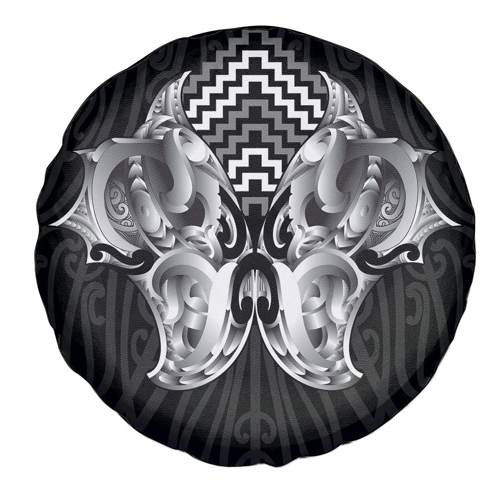 Aotearoa Kowhaiwhai Poutama Black Motif Spare Tire Cover LT9 - Polynesian Pride