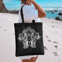 Aotearoa Kowhaiwhai Poutama Black Motif Tote Bag