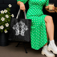 Aotearoa Kowhaiwhai Poutama Black Motif Tote Bag