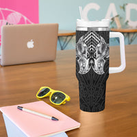 Aotearoa Kowhaiwhai Poutama Black Motif Tumbler With Handle